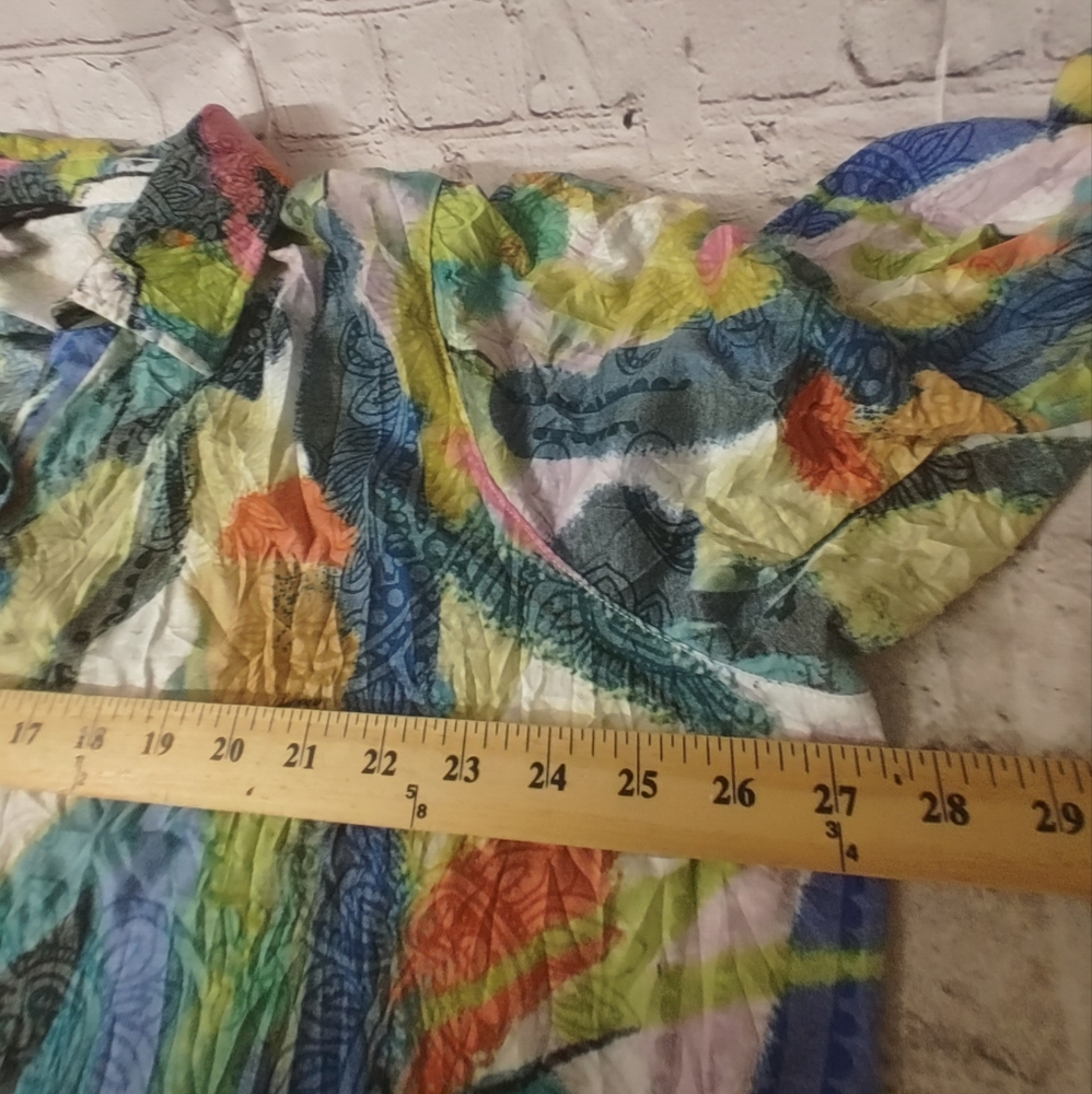 Ali Miles 3X Colorful Watercolor Ornate Button Down Blouse Artsy - Picture 11 of 14